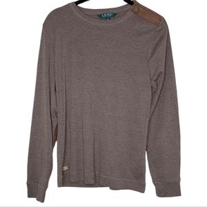 Lauren Ralph Lauren Taupe Top Elbow Patches Size Large